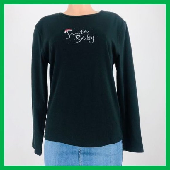 M & C Sportswear Top Size 3XL Black Santa Baby - Picture 1 of 8